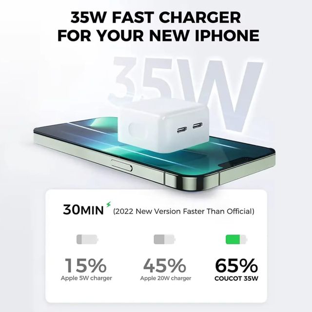 Adaptador Apple 35W 2 USB-C para iPhone/iPad