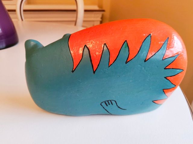 Gato madera tallado y pintado a mano