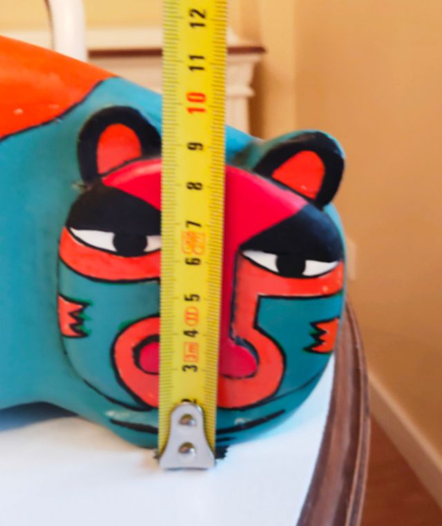 Gato madera tallado y pintado a mano