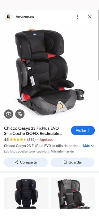 Silla para coche con Isofix marca Chicco.
