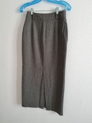 Falda midi de lana