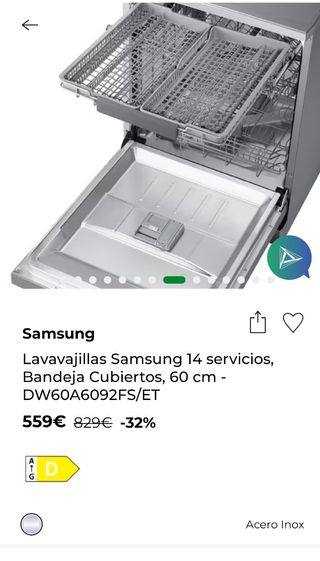 Lavavajillas Samsung inoxidable.