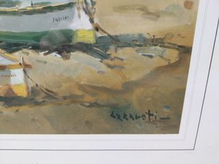 CUADRO LÁMINA ANTIGUO PAISAJE MAR MARCO LAZAROTI