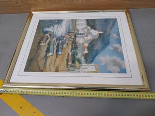 CUADRO LÁMINA ANTIGUO PAISAJE MAR MARCO LAZAROTI