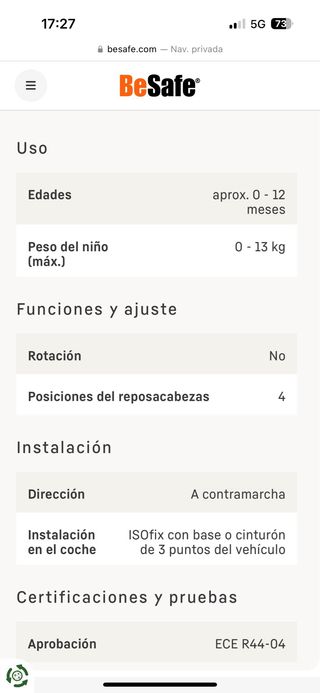 DOS SILLAS BEBE BeSafe iZi Go ISOfix