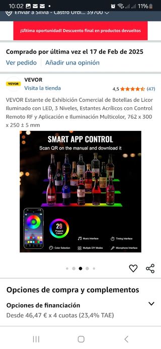 Estante para botellas nuevo sin estrenar