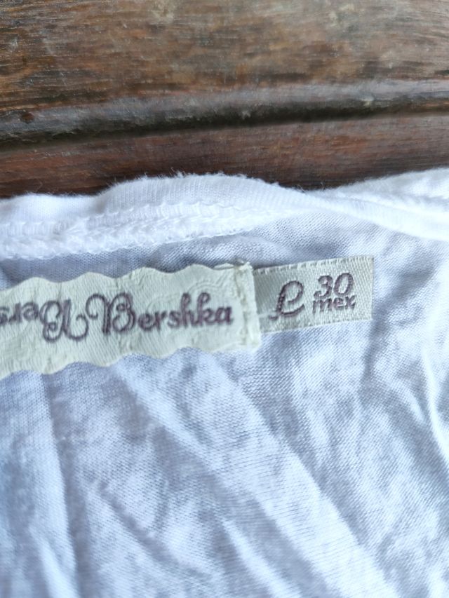 Camiseta blanca lentejuelas doradas t-L