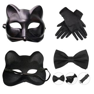 Disfraz Gato Negro Mujer Máscara Guantes Pajarita