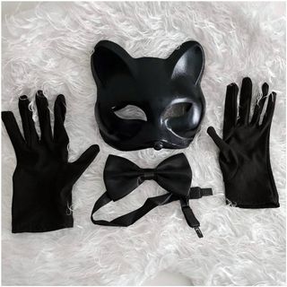 Disfraz Gato Negro Mujer Máscara Guantes Pajarita