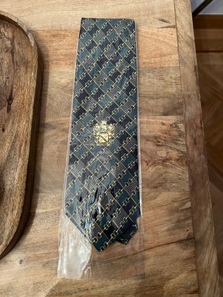 Corbata Paolo Gucci verde y azul 100% a mano
