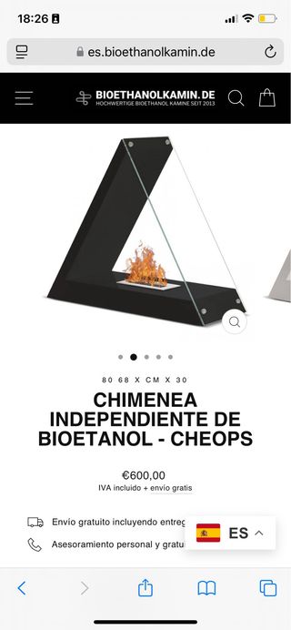 Chimenea grande triangular bioetanol