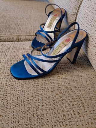Zapatos tacón raso azul