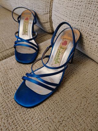 Zapatos tacón raso azul