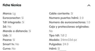 Tv 24 pulgadas lg