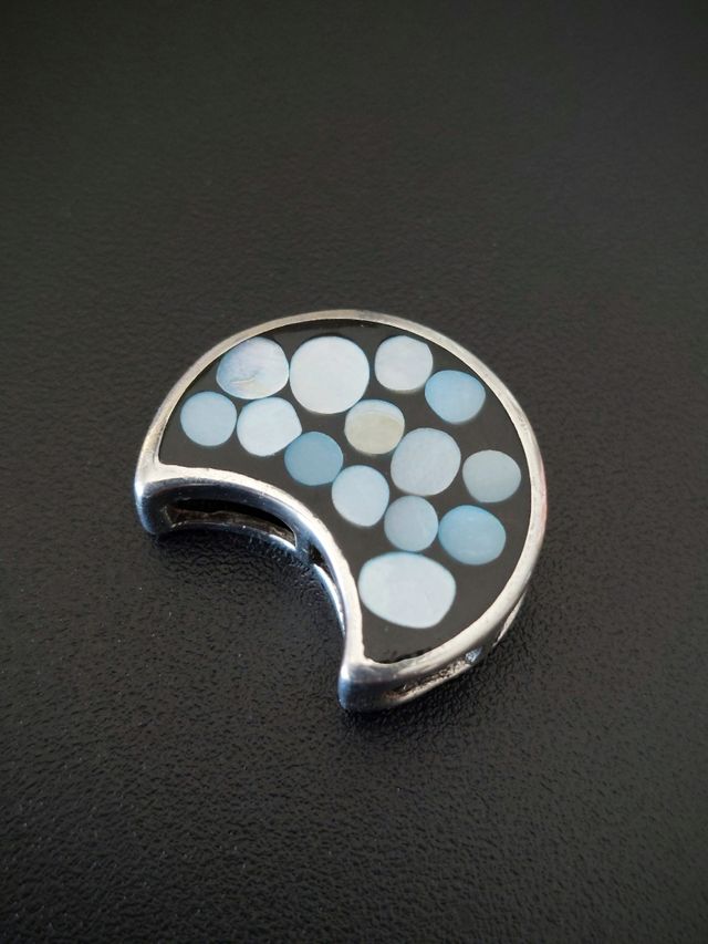 Colgante luna plata nacar azul