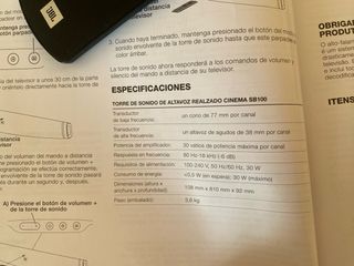 Barra de sonido JBL Cinema SB 100