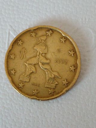 Moneda de Italia, 20cm, 2002, error 