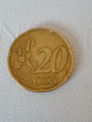 Moneda de Italia, 20cm, 2002, error 