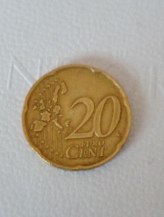 Moneda de Italia, 20cm, 2002, error 