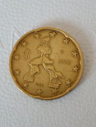 Moneda de Italia, 20cm, 2002, error 