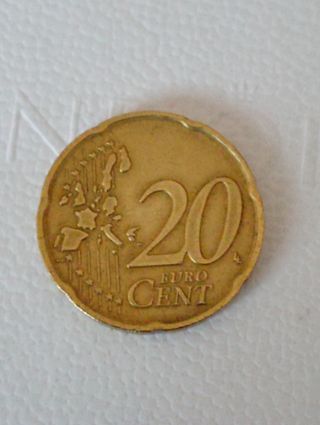 Moneda de Italia, 20cm, 2002, error 