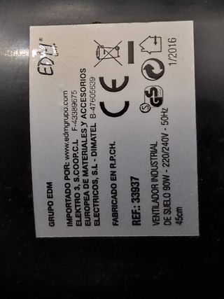 Ventilador industrial de suelo EDM 45 cm – 90W 💨