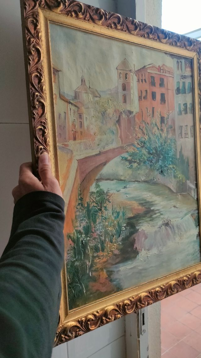 cuadro óleo. Carrera del Darro. Granada