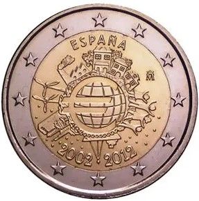 Moneda conmemorativa ESPAÑA 2€ del X aniversario