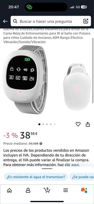 Alarma de Enuresis, alarma inalambrica para orinar