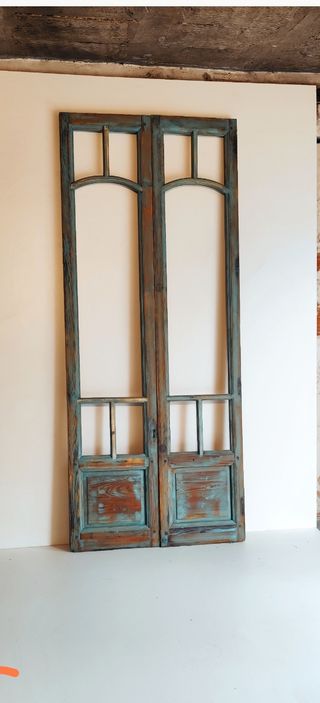 Puertas antigua doble de cristales