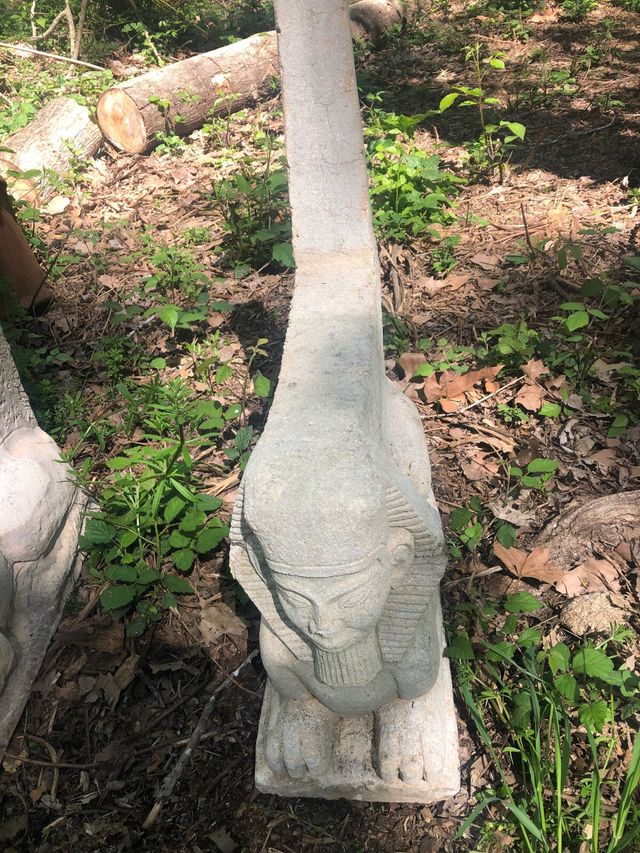 Vases de banco de esfinge de piedra