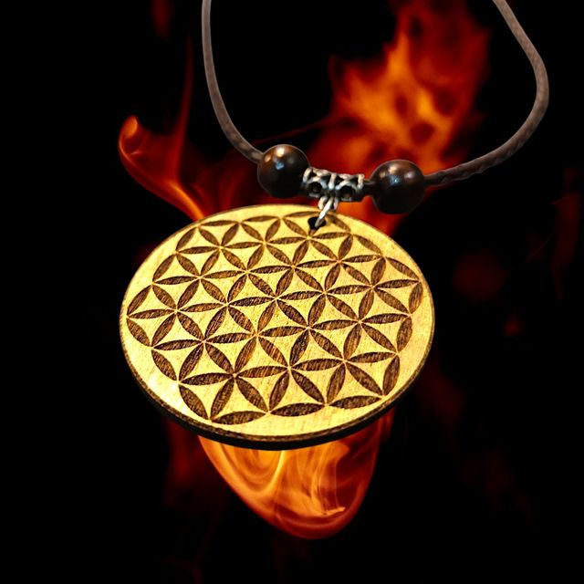 Collana fiore della vita in legno, zen