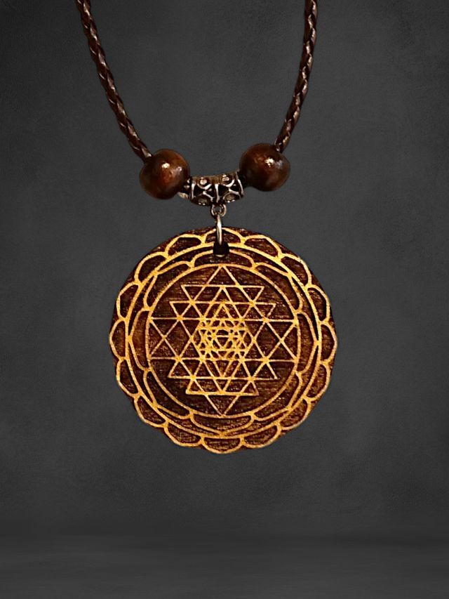 Collana fiore della vita in legno, zen