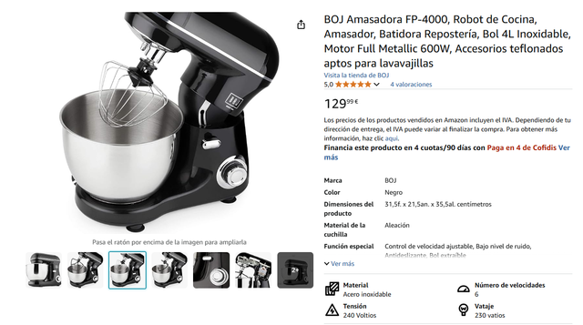 Procesador alimentos nuevo cocina