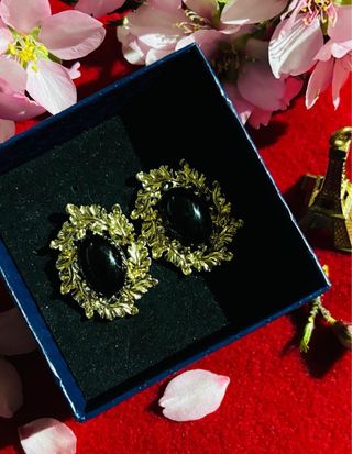 Pendientes estulo vintage perla negra