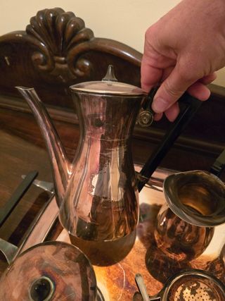 Cafe art deco antiguo alpaca plateada  vintage te