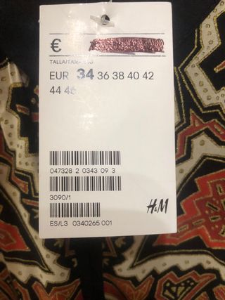 Preciosa camisa Étnica. Negra. HM. Nueva