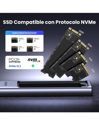 Carcasa M.2 NVMe PCIe USB C 3.2 Gen 2