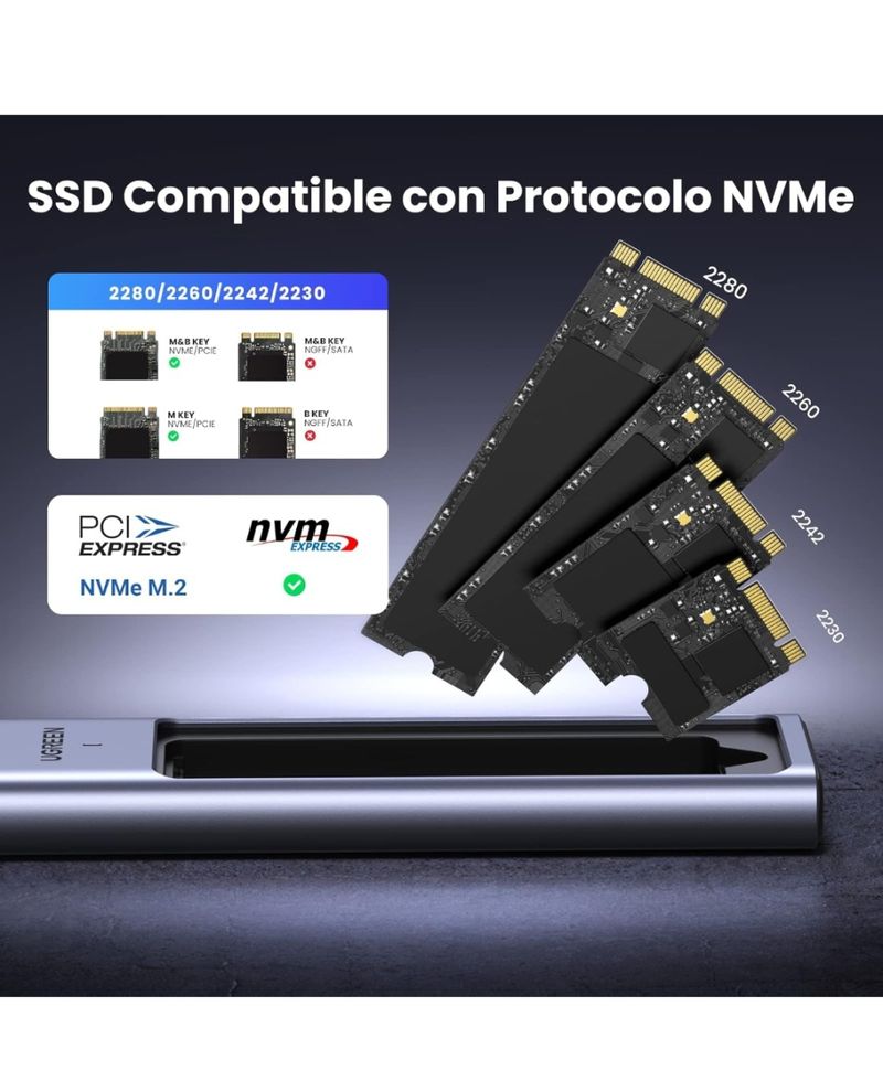 Carcasa M.2 NVMe PCIe USB C 3.2 Gen 2 afbeelding 3