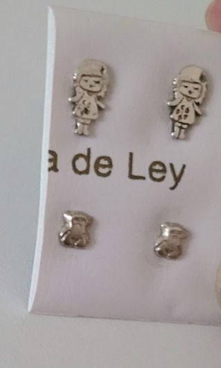 2x1 pendientes de plata para niña