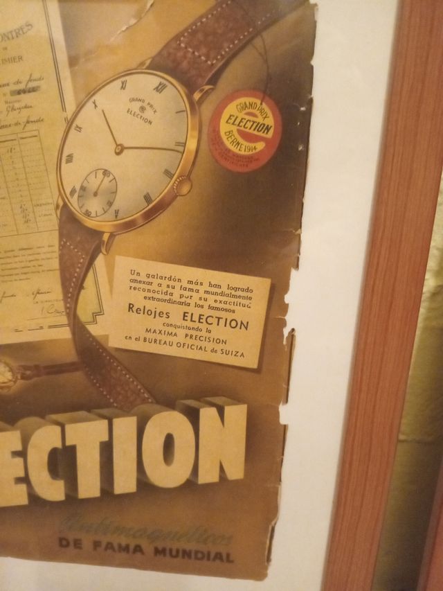 1940 Cartel vintage original Relojes Election