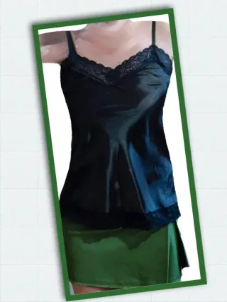 lencero negro con encaje ne tejido satinado