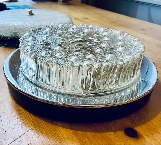 Plafón de luz vintage de cristal soplado 60s