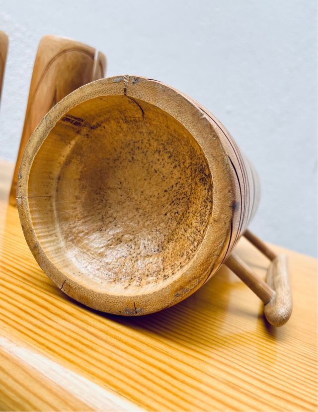 Set tazza e caraffa in bambù anni '80