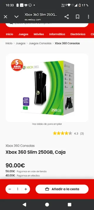 Xbox 360 Slim 250GB, caja y 2 juegos último precio