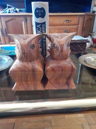 Sujeta libros de madera buhos 18x10