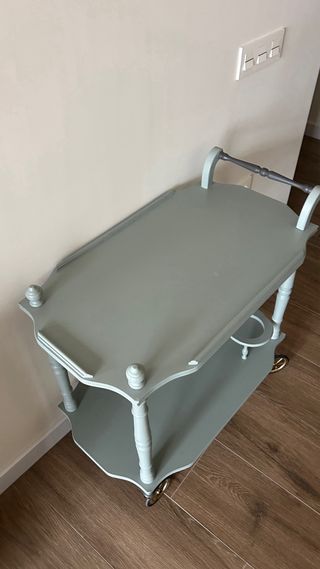 Carrito camarera antiguo restaurado verde agua