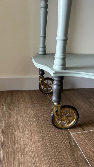 Carrito camarera antiguo restaurado verde agua