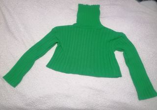 Jersey verde loro cuello alto talla M