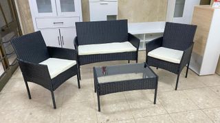 CONJUNTO DE JARDIN 2+1+1 NUEVO COJINES BEIGE